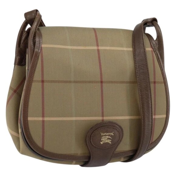 Burberrys Nova Check Shoulder Bag Canvas Beige Gold